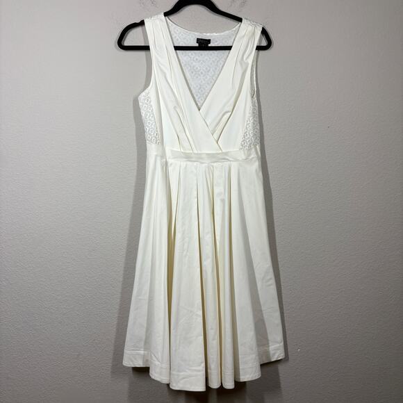 Collette Dinnigan Anthropologie Size 6 Pleated Trellis Fit & Flare Dress White - Picture 3 of 14